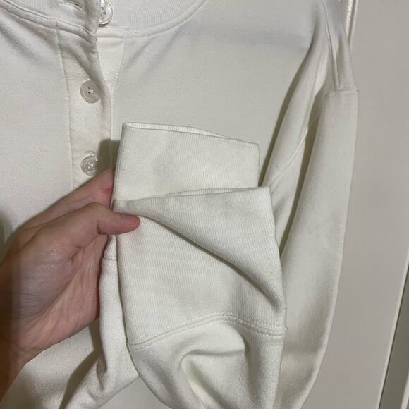 Athleta Balance White Henley Pullover Sweatshirt Crewneck Button Up Size XS - Picture 8 of 12